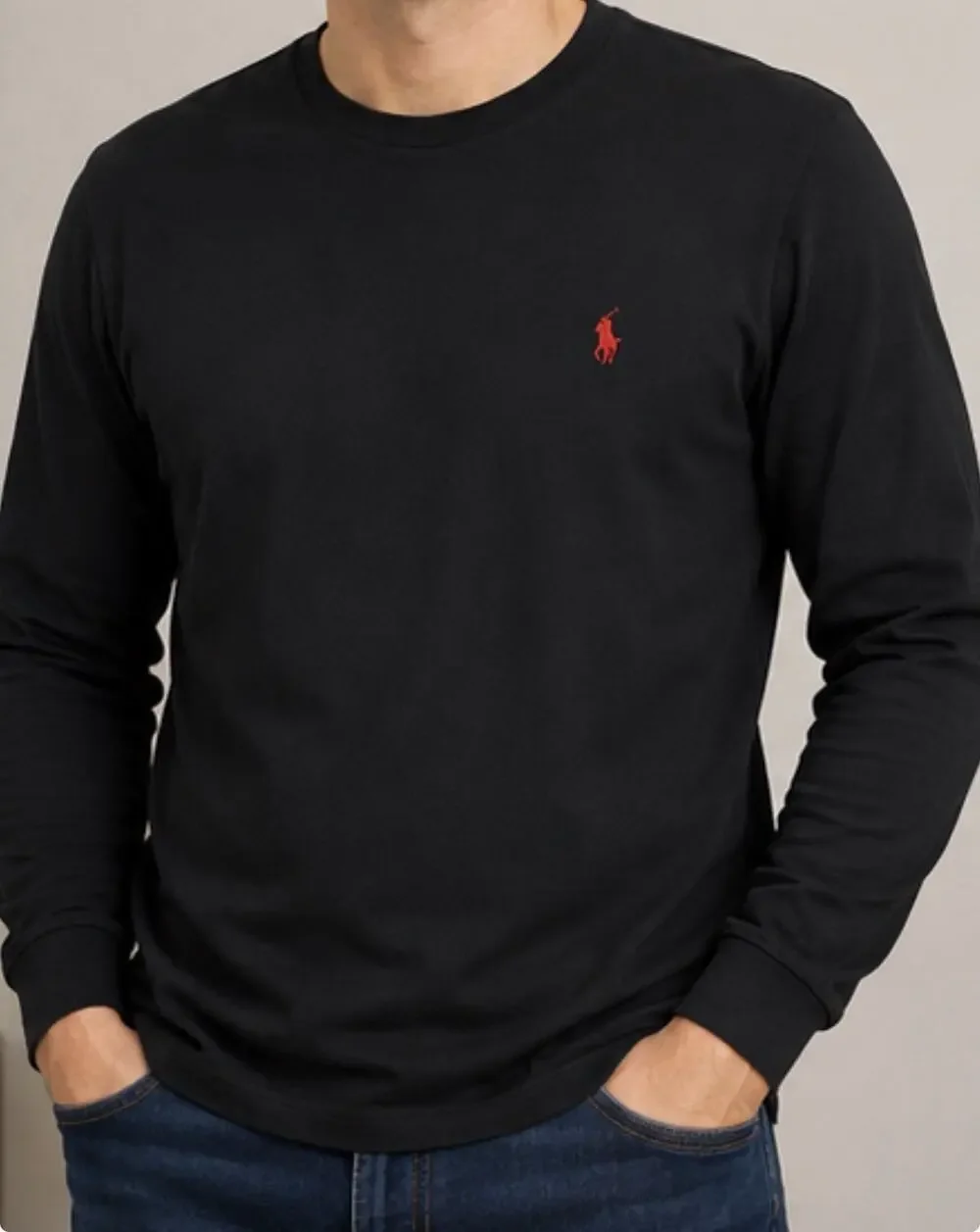 Polo Ralph Lauren Men’s XXL Black Long Sleeve T Shirt Red Pony Cotton